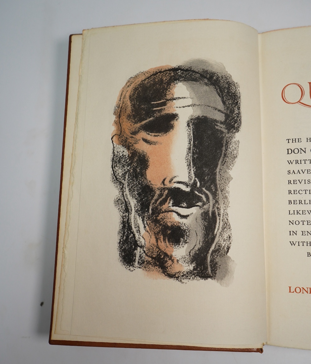 Cervantes, Miguel de - Don Quixote de la Mancha. The history of the renowned Don Quixote ... Motteux' translation revised anew (1743) ... 2 vols. frontispieces and 19 coloured plates (by E. McKnight Kauffer); original ta